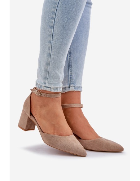 Suede Heels On A Heel Dark Beige Promise