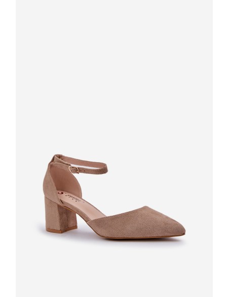 Suede Heels On A Heel Dark Beige Promise