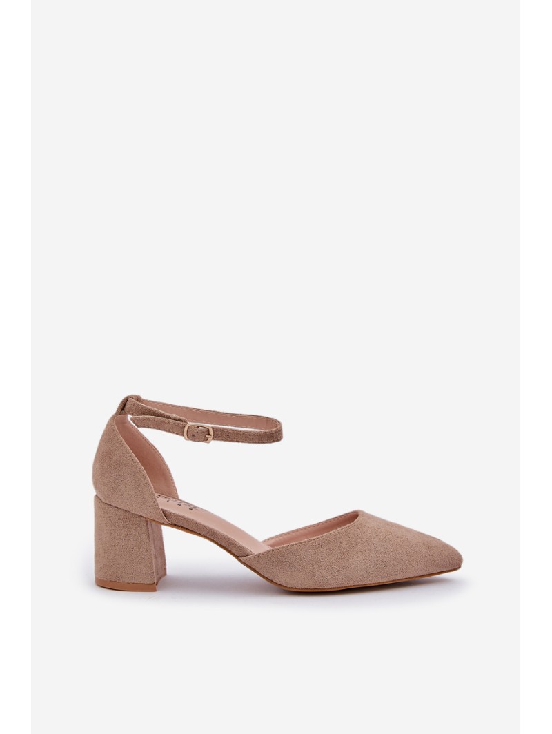 Suede Heels On A Heel Dark Beige Promise