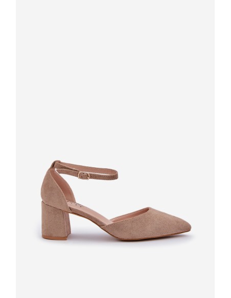 Suede Heels On A Heel Dark Beige Promise