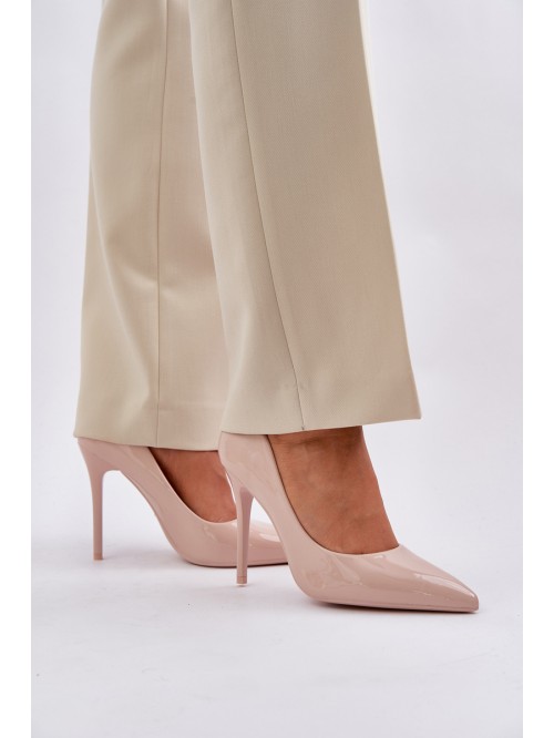 Lacquered High Heels With Pointed Toes Beige Vizana 2