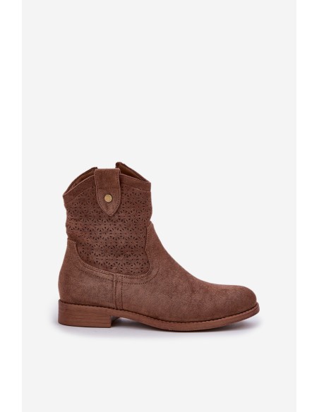 Boots With Delicate Openwork Pattern Brown S.Barski HY51-063