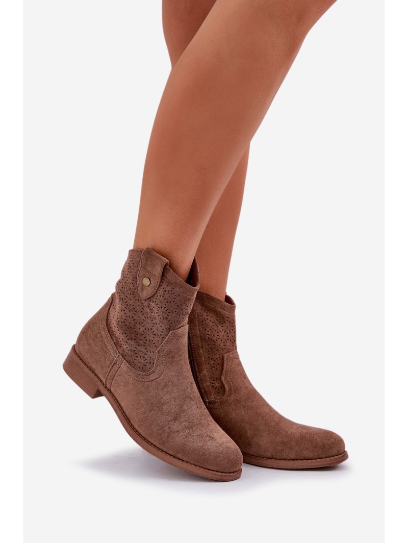 Boots With Delicate Openwork Pattern Brown S.Barski HY51-063