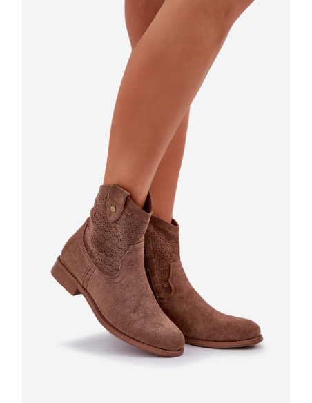 Boots With Delicate Openwork Pattern Brown S.Barski HY51-063