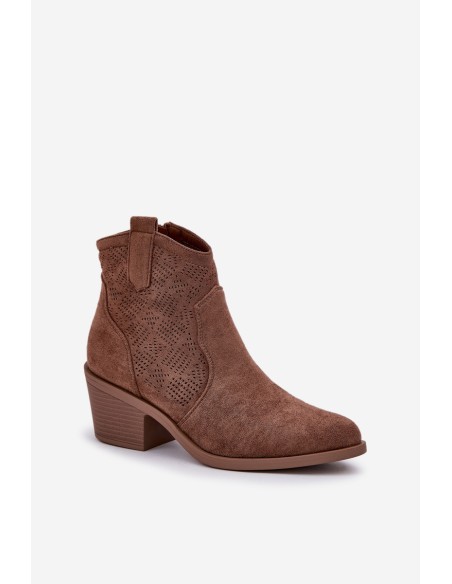 Cowboy Boots With Zipper Eco Suede Perforated HY51-061 S.Barski Brown