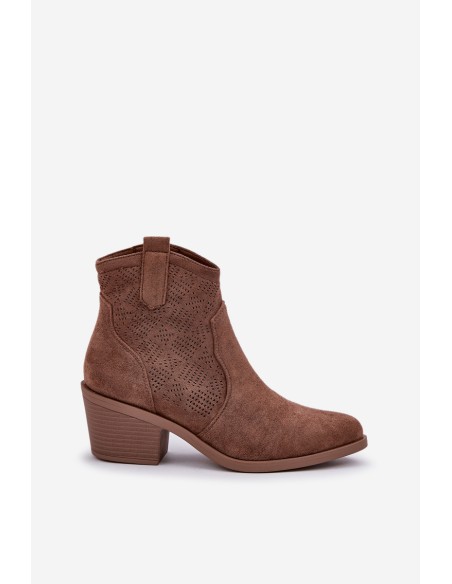 Cowboy Boots With Zipper Eco Suede Perforated HY51-061 S.Barski Brown