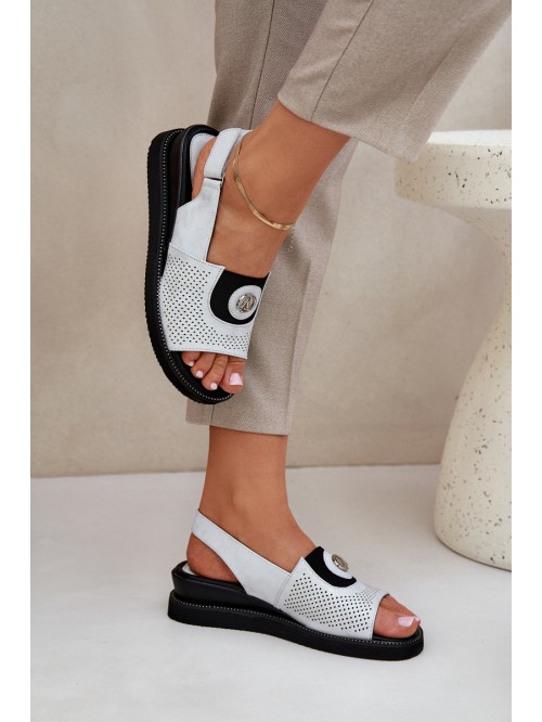 Women's wedge sandals silver Isnnoria