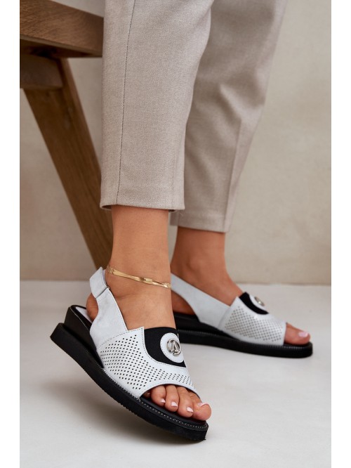 Women's wedge sandals silver Isnnoria 2