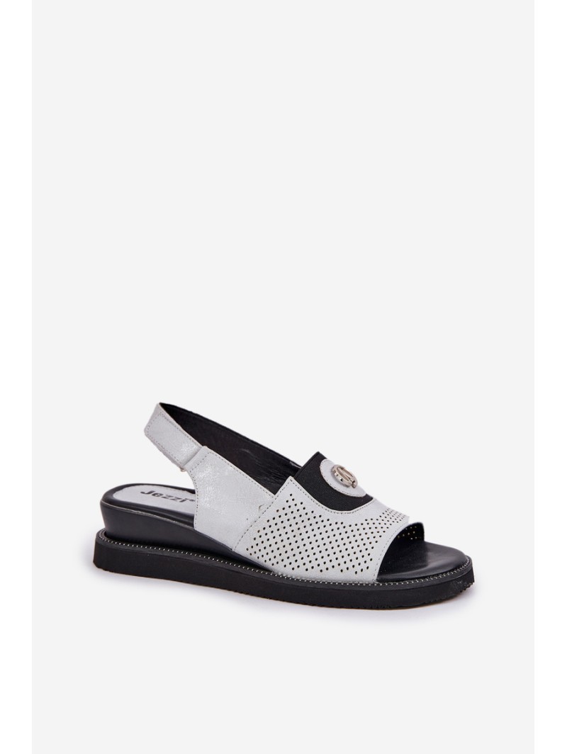 Women's wedge sandals silver Isnnoria