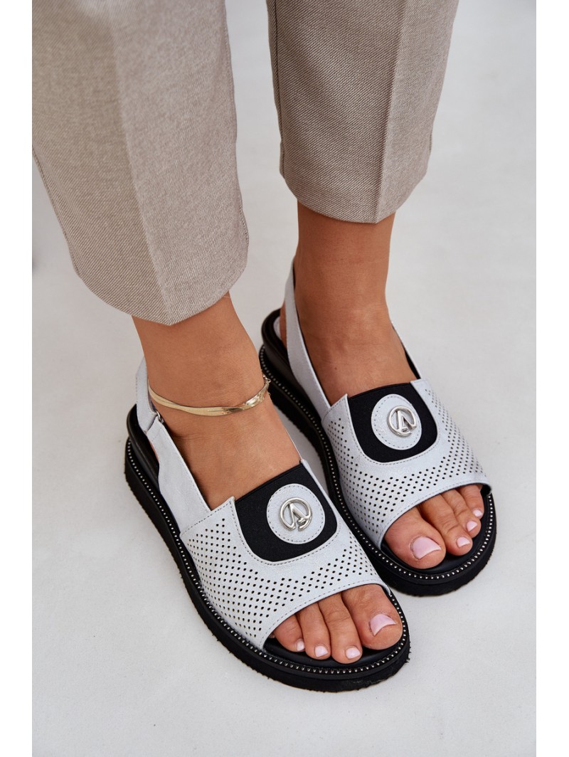 Women's wedge sandals silver Isnnoria