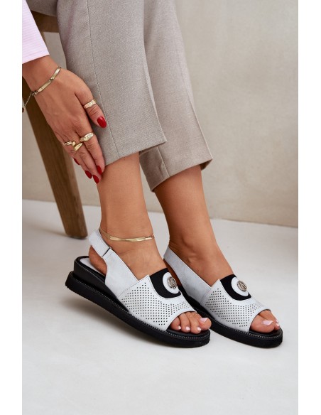 Women's wedge sandals silver Isnnoria