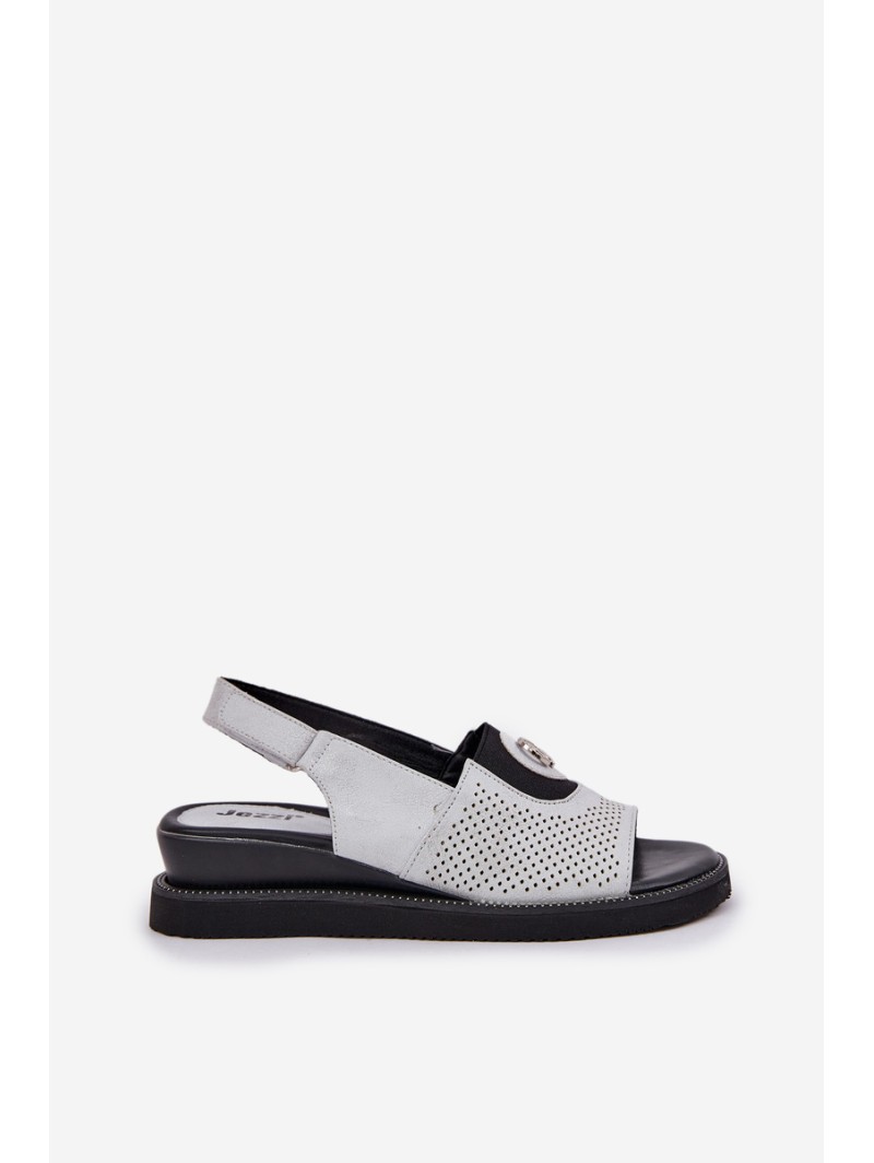 Women's wedge sandals silver Isnnoria