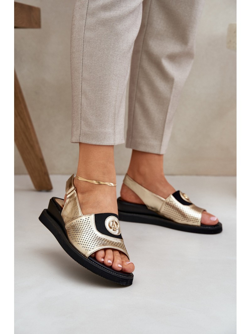 Womens Wedge Sandals Gold Isnnoria