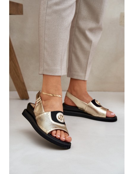 Womens Wedge Sandals Gold Isnnoria