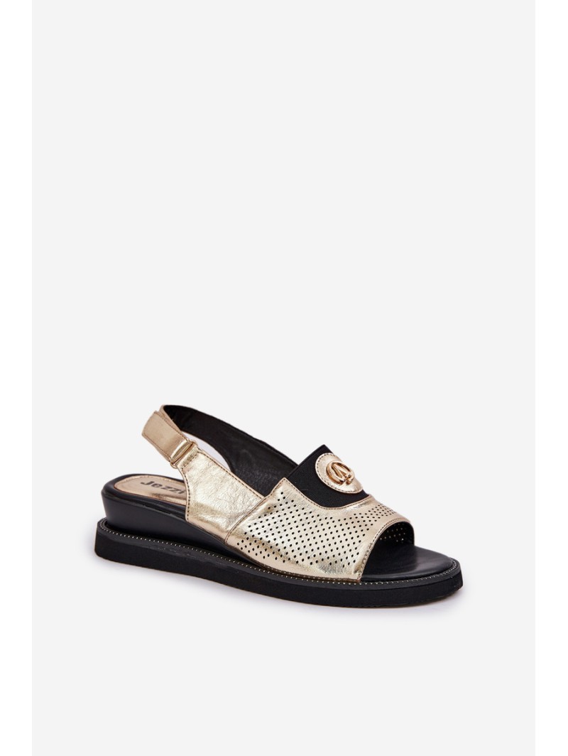 Womens Wedge Sandals Gold Isnnoria
