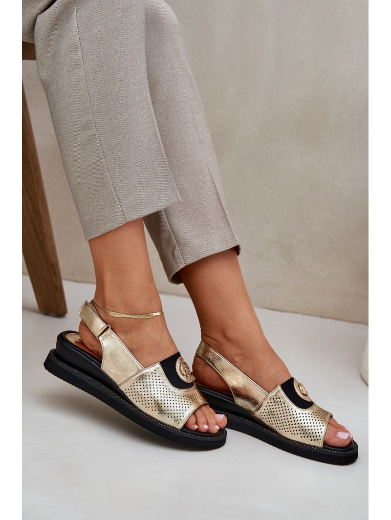Womens Wedge Sandals Gold Isnnoria