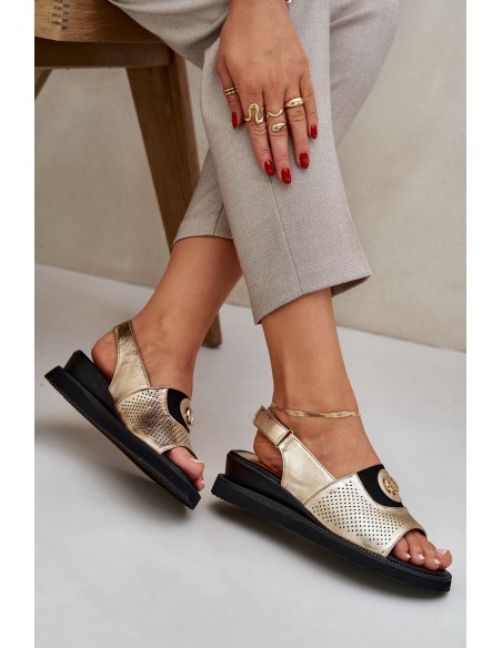 Womens Wedge Sandals Gold Isnnoria