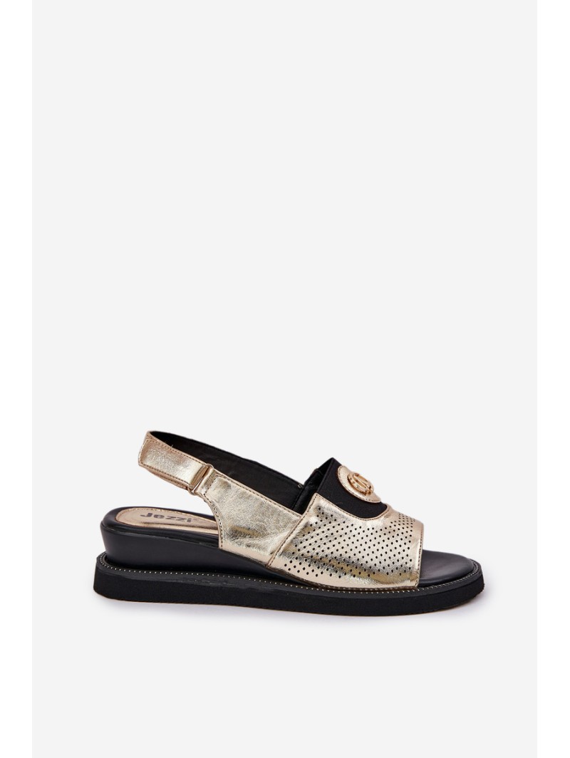 Womens Wedge Sandals Gold Isnnoria