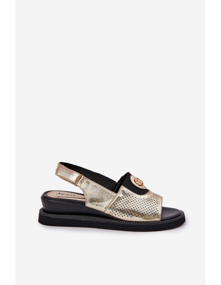 Womens Wedge Sandals Gold Isnnoria