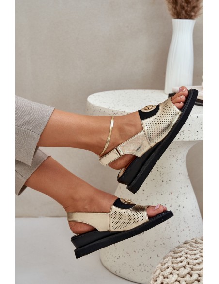 Womens Wedge Sandals Gold Isnnoria