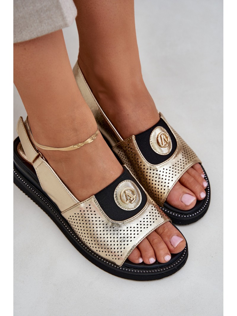 Womens Wedge Sandals Gold Isnnoria