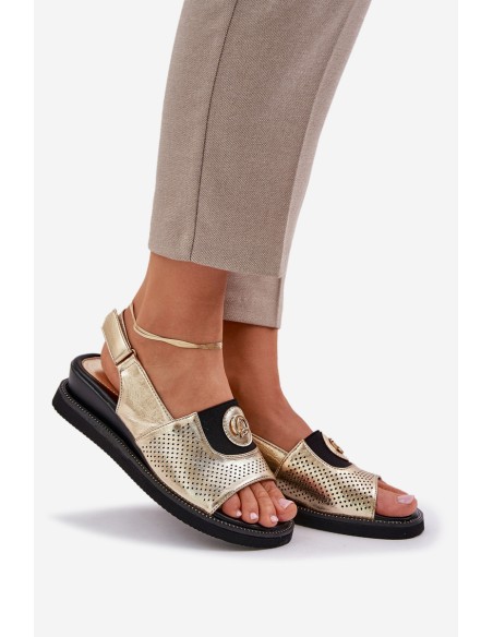 Womens Wedge Sandals Gold Isnnoria