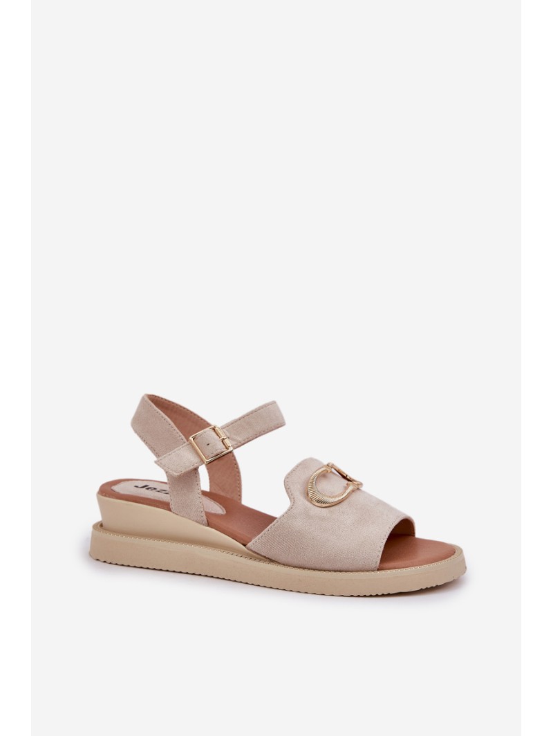 Women's Wedge Sandals With Decoration Beige Salianes