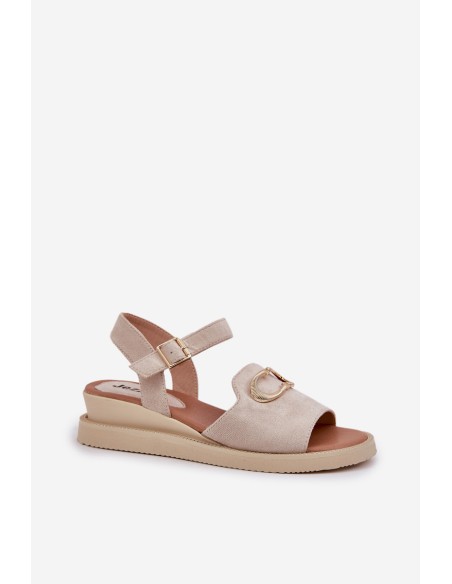 Women's Wedge Sandals With Decoration Beige Salianes