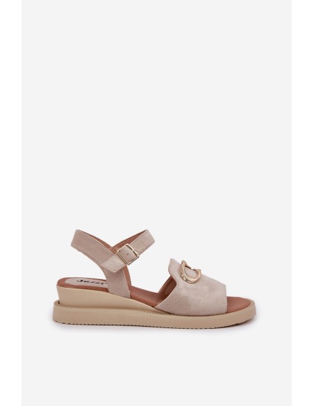 Women's Wedge Sandals With Decoration Beige Salianes