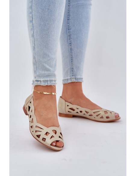 Perforated Ballerinas With Open Toes Gold Calgis