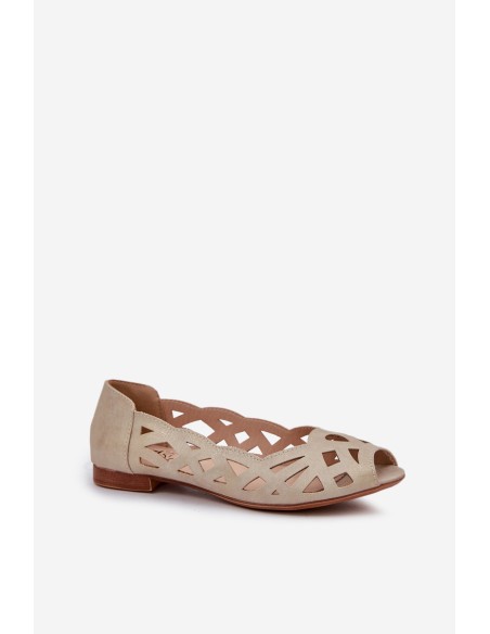 Perforated Ballerinas With Open Toes Gold Calgis