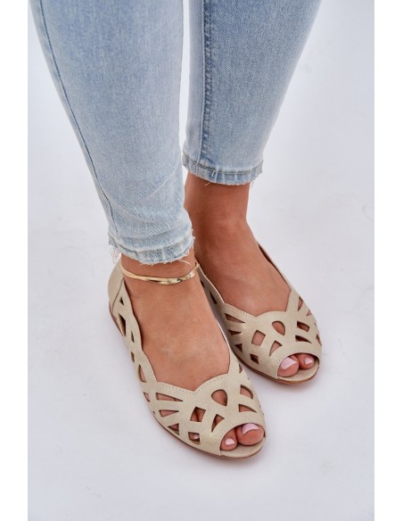 Perforated Ballerinas With Open Toes Gold Calgis