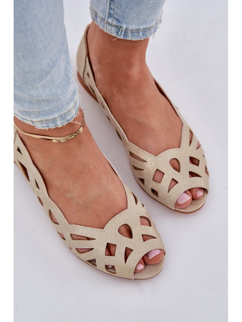 Perforated Ballerinas With Open Toes Gold Calgis