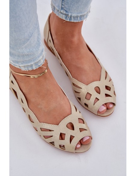 Perforated Ballerinas With Open Toes Gold Calgis