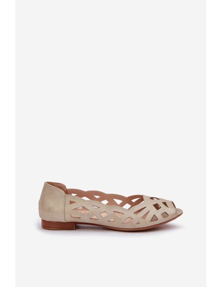 Perforated Ballerinas With Open Toes Gold Calgis