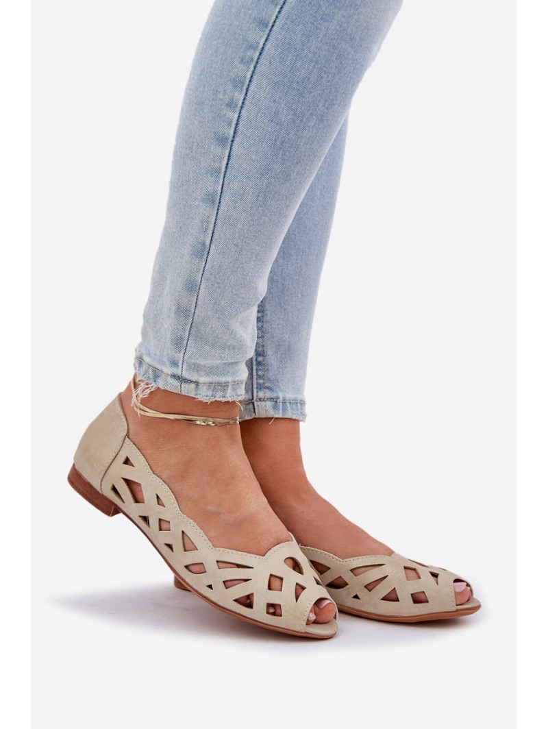 Perforated Ballerinas With Open Toes Gold Calgis