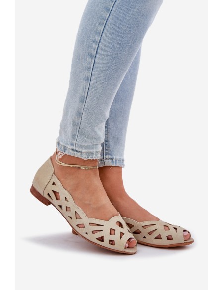 Perforated Ballerinas With Open Toes Gold Calgis