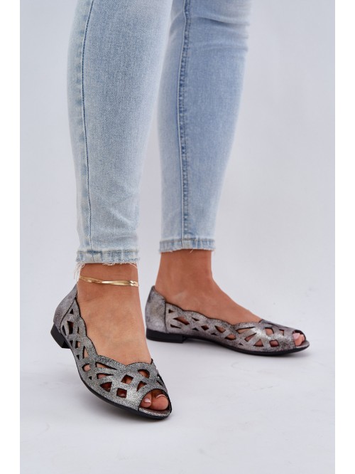 Perforated Ballerinas With Open Toes Silver Calgis 2