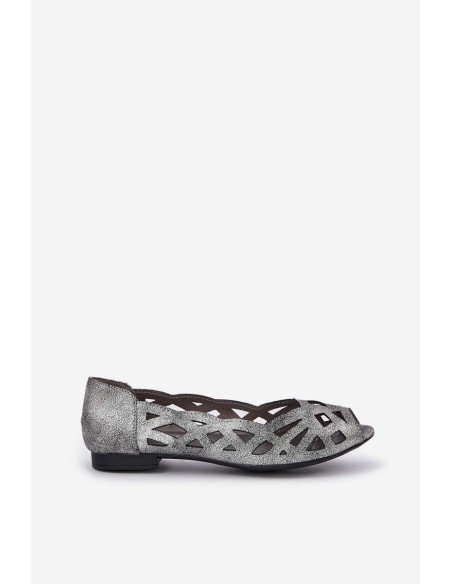 Perforated Ballerinas With Open Toes Silver Calgis