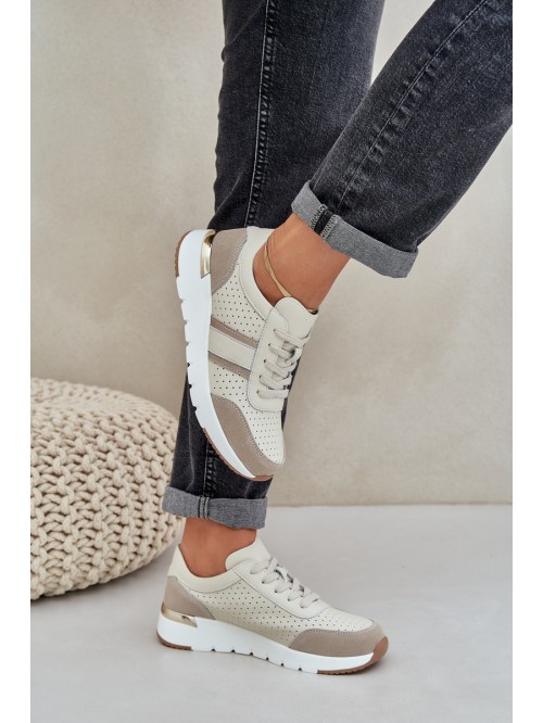 Women's Leather Platform Sneakers Beige Gatira