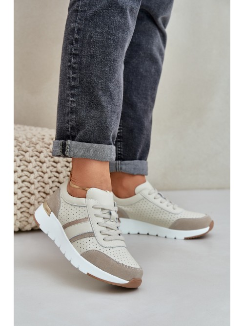 Women's Leather Platform Sneakers Beige Gatira 2