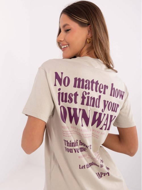 T-shirt-D12022AC02645G-beżowy 2