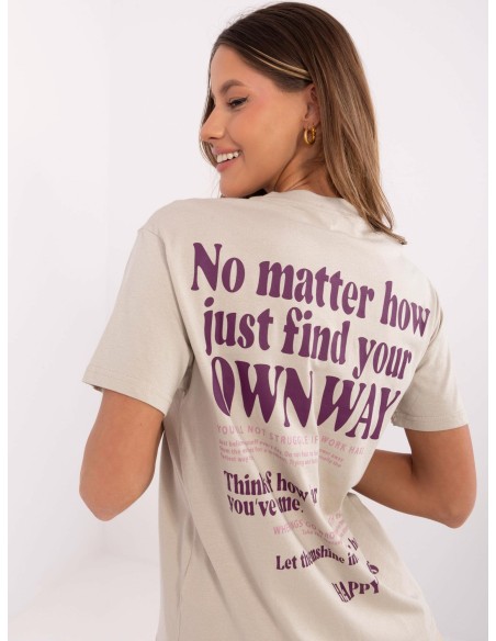 T-shirt-D12022AC02645G-beżowy