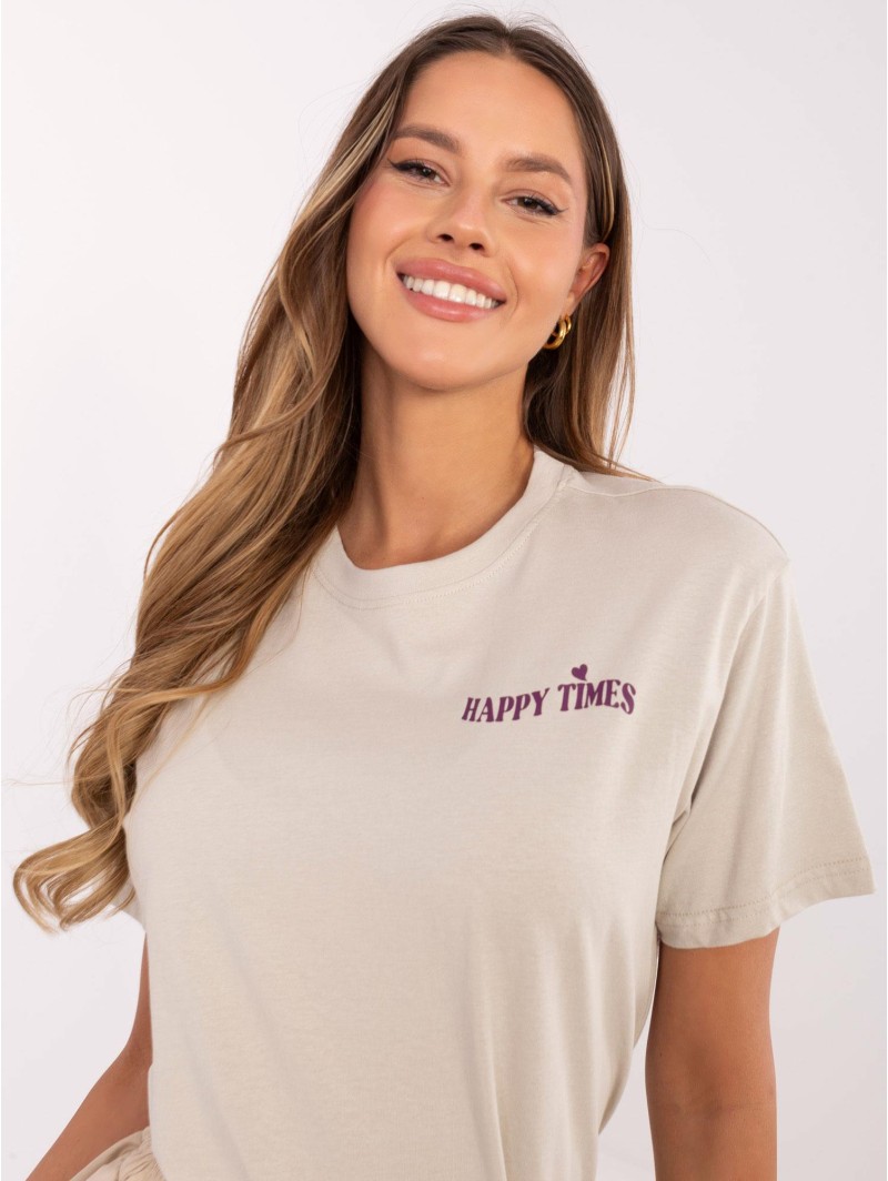 T-shirt-D12022AC02645G-beżowy