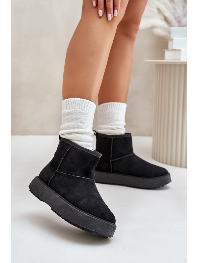 Women's Snow Boots On Platform Made Of Eco Suede Black Atteria