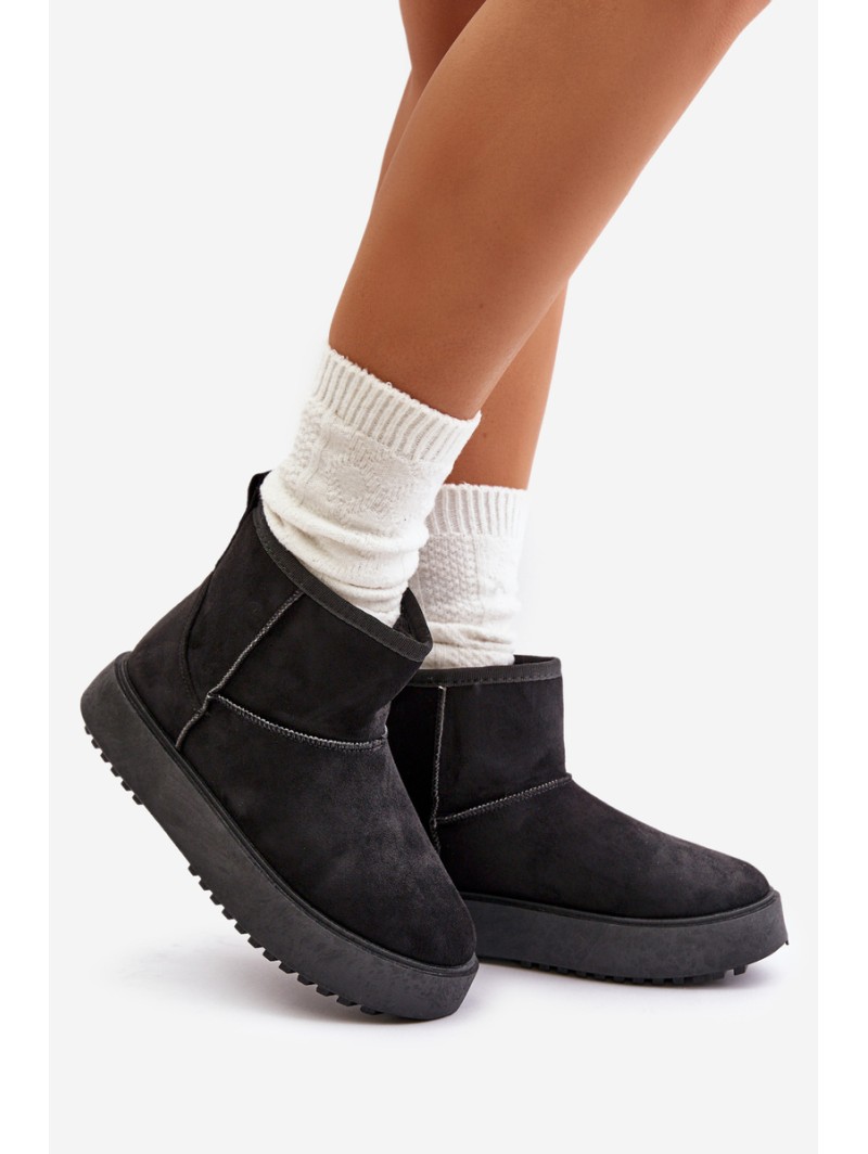 Women's Snow Boots On Platform Made Of Eco Suede Black Atteria