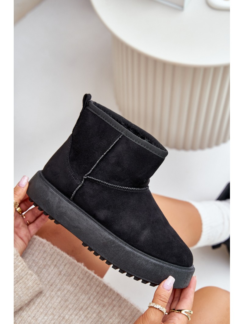 Women's Snow Boots On Platform Made Of Eco Suede Black Atteria