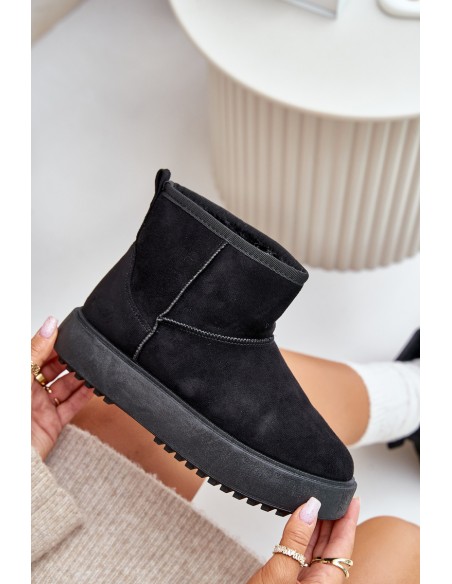 Women's Snow Boots On Platform Made Of Eco Suede Black Atteria