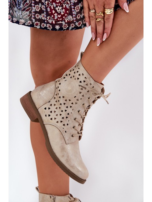 Boots With Perforated Pattern With Zip Light Beige Serfina