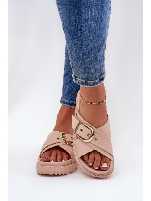 Platform Sandals With Buckle Beige Honavia 2